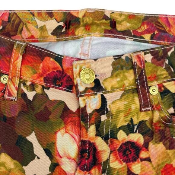 7 FOR ALL MANKIND Skinny Ankle Leg Pant Sz 26 Floral Print Multicolor - Picture 4 of 9
